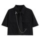 
Yimuqi Korean retro college style girls suit 2023 summer sweet and cool suit female students Korean style loose college style lining black shirt + work skirt 1389# XS suggested 80Jin [Jin equals 0.5 kg] below