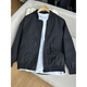 QuMiLe American cleanfit bomber jacket men's autumn and winter retro high street fashion brand couple's same style jacket top white XL