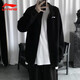 
Li Ning (LI-NING) jacket men's spring and autumn sweatshirt sports men's cardigan loose sports knitted top casual men's fitness casual clothing basic black (stand-up collar style) 2XL