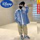 Disney Boys Denim Shirt 24 Spring and Autumn New Fashionable Medium Large Children's Top Casual Jacket Handsome Trendy Long Sleeve Blue 130