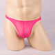 Ye Zimei men's sexy thong transparent mesh low-waisted thin strap T-pants ultra-thin see-through sexy tight underwear for men rose red one size