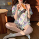 Tulip Pajamas Women's Short Sleeve Sweet Ins Small Fresh Girls Pajamas Comfortable Breathable Outerwear Set FY3937 M Recommended 80-100Jin Jin equals 0.5kg