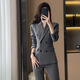 Gesaiya business formal women's long-sleeved suit suit women's double-breasted professional suit spring, autumn and winter interview commuter suit black jacket + B259 bell bottoms XL