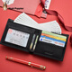 Hush Welpen Wallet Kurzgeschäft Casual Marke geprägtes Brieftaschen Geschenkbox Vatertagsgeschenk für Freund