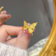 Enshuo Gold Ring Gilt Butterfly Girl 999 Pure Gold Fashion Trend Ring 520 Gift Valentine's Day Gift for Girlfriend Gold Gilt Butterfly Ring/Gold weighs about 5.06 grams