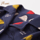 Dingguagua children's clothing children's pajamas set pure cotton boys spring and autumn new dinosaur lapel printed long-sleeved trousers boys home clothes set pure cotton ZY1026 navy blue style two 130