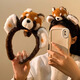 Danqin cute little raccoon plush headband for women, face wash, makeup headband, facial mask, special hairpin hair accessories, autumn and winter little raccoon plush headband