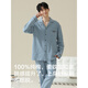 
Hengyuanxiang pure cotton pajamas men's long-sleeved summer thin style breathable 2024 new loose home clothing set Starry Sky Blue 16873 [all cotton, no pilling] L [110-130Jin [Jin equals 0.5 kg]]
