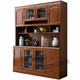 XMSJ Einfache moderne massive Holzkabinett Wohnzimmer Küche Wand Einseiten Essseite Weinschrank Schrank Aufbewahrung Tee Schrank 1,05 Meter 829# Walnuss Farbe 4 Türen