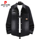 Pierre Cardin Denim Jacke Männer 2024 New American Lose Revers Work Jacke für Männer Männer Teenager Windproof Waschen 9209 Schwarz L 105-125jin [Jin gleich 0,5 kg]