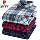 Pierre Cardin Automne et coton d'hiver Shirt chaud chaud de coton masculin Coton d'âge moyen plus velours en velours épaissis de velours chaud à carreaux BN841 Coton Velvet intégré 40 [Convient pour 120-130 poids]