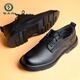 Woodpecker winter men's shoes plus velvet to keep warm casual business formal leather shoes round toe soft sole work suit shoes men's leather cotton shoes black 5-5152 plus velvet to keep warm winter cotton leather shoes 41