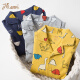Dingguagua children's clothing children's pajamas set pure cotton boys spring and autumn new dinosaur lapel printed long-sleeved trousers boys home clothes set pure cotton ZY1026 navy blue style two 130
