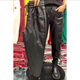Moon-sleeved men's leather pants, men's harem pants for small men, thickened velvet, high waist, waterproof elastic waist, cold-proof and warm leather trousers, Magee# thickened velvet - black 4XL recommended 160-180Jin [Jin equals 0.5kg]