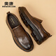 Aokang 2025 spring and autumn new business casual men's shoes, comfortable slip-on men's leather shoes, genuine leather cowhide business soft-soled shoes, brown 1245214018N 42, one size smaller than sports shoes