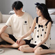 
From the heart pure cotton couple pajamas for women in summer short-sleeved home clothes for men in summer Korean style casual home clothes set O 9903 M women [high 150-160 weight 80-100 Jin [Jin equals 0.5 kg]]