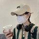 Meman hat men's spring and summer retro sun protection baseball cap three-dimensional letter embroidery face small sun protection baseball cap women khaki-R mark single size adjustable (54-60cm)