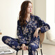 Modal pajamas women's pure cotton long-sleeved spring, autumn and winter cardigan large size loose middle-aged mother's home clothing set XEQ9906 XL - weight 120-140Jin [Jin equals 0.5 kg]