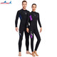 Wetsuit for women one-piece men's 3mm thickened cold-proof and warm professional deep diving sunscreen long-sleeved trousers suit full-body zipper jellyfish swimsuit wet neoprene frogman freestyle equipment men's black L