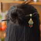 Kamalun (KAMALUN) Flowery Brocade Hairpin for Women Ancient Style Black Sandalwood Hotan Jade Hairpin Palace Style Hairpin Tassel Step Light Luxurious Headwear Flowery Brocade Hairpin