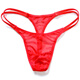 Ye Zimei men's sexy thong transparent mesh low-waisted thin strap T-pants ultra-thin see-through sexy tight underwear for men rose red one size