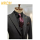 NKDH luxury brand suit suit men's autumn and winter wedding dress business casual formal dress groom's slim style three-piece suit XF601 navy blue (suit + vest + trousers) 2XL