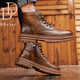 Botas Ddeiet Martin New Light Luxury High Top Outumn and Winter New British Middle Top Motorcycle Work Work Shoes Landy Shoes Men's Shoes Dark Brown 41 Sports Sports Tamaño