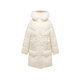 PEACEBIRD Women's Fox Fur Collar Mid-Length Down Jacket Women's Soft Hooded Warm Horn Button Jacket Off-White S