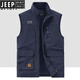 
JEEP SPIRIT Jeep Outdoor Workwear Fishing Vest Men's Spring and Autumn New Multi-Pocket Photography Casual Loose All-match Jacket Khaki (677 Spring and Autumn Style) XL Recommended 135-150Jin [Jin equals 0.5 kg]