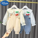 Disney (Disney) Baby Girl Autumn Outfit Set Pure Cotton Infant Princess Overalls Sweater Two-piece Set Spring and Autumn Internet Celebrity Fashion Pink Overalls Set (Spring and Autumn Style) 85cm