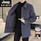 JEEP SPIRIT双面呢外套男士长款羊毛呢风衣秋冬加厚羽绒内胆羊绒大衣男新品 LY2316藏青色(双面呢羊绒)中长款 XL (135-150斤)