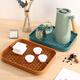 Large double-layer tea tray household rectangular drain tray water cup cup holder living room coffee table fruit tray plastic not broken beige double layer drainable