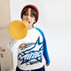 MQD (MQD) MQD boys' autumn college style raglan sleeves contrasting asymmetric long-sleeved T-shirt in white 130