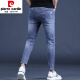 皮尔卡丹（pierre cardin）夏季薄款蓝色九分针织牛仔裤男修身小脚2025新款弹力男士裤子9分 Q1048黑色九分 32