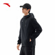 ANTA Water-Repellent and Velvet Warm Jacket Men's Autumn and Winter Woven Hooded Commuting Running Sports Jacket Clothes Water-Repellent and Velvet Warm Basic Black-5 L Men 175