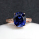 High quality tanzanite sapphire ring, simple women's model, tanzanite white gold (main stone 6X8mm)