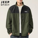 JEEP SPIRIT Jeep jacket men's autumn and winter sweatshirt men's polar fleece casual cardigan fleece clothes military green 2XL