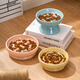 CLCEY Ceramic Pet Bowl Cat and Dog Slow Food Bowl Anti-choking Slow Food Tall Cat Bowl Neck Guard Anti-vomiting Cat Food Bowl Cat Food Bowl Beige Tall Slow Food Bowl