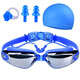 High-definition waterproof and anti-fog swimming goggles for men and women, adult goggles, swimming caps and earplugs set, new black set (swimming goggles, swimming caps, nose clip earplugs)