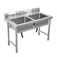 Jie Yintong stainless steel commercial household sink single double three slots with bracket kitchen sink wash basin wash basin sink length 50 width 50 height 80 single pool 08 thick