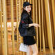Yimuqi Black Denim Jacket for Women Ins Ins Spring, Summer and Automne's News's New Voly Volyme Short Jeans 2025 New 9926 # Black S suggéré 80-100jin [Jin est égal à 0,5 kg]