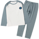 Juego de ropa interior para niños de champiñones, suéter de algodón engrosado, estilo de otoño e invierno, flojo de niños mediano y grande más grasa más ropa y pantalones de otoño más grandes, B9925 mangas verdes blancas + B9926 gris y verde, más de 140 grasas es adecuada para 80 Jin [Jin Equals 0.5 kg]
