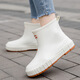 Fashionable Japanese rain boots for women wearing short tube rain boots for outdoor work waterproof and non-slip shoes rubber shoes flat sole pull-toe shoes apricot color 36