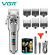 VGR693 Hair Salon Professionelle elektrische Fader-Fader-Digitalanzeige Elektrische Haarschneider IPX7 Ganzkörperwaschung Elektrische Presse V-693 Silber