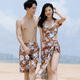 Lauragomu 2025 new couple swimsuit female sexy bikini shawl wetsuit men's beach swimming trunks seaside couple wear earth yellow L men's pants