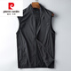 Pier Cardin Spring and Summer Nuevo chaleco delgado Luz de tela y transpirable Fashion Collar para hombres Collar Capelal Clip Clip Vest Black XL