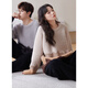 Sha Qian Couple Pajamas Autumn and Winter Half Velvet Women's Thickened Warm Coral Velvet Men's Casual Homewear Set