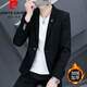 Pierre Cardin Herrenanzug koreanischer Stil Slim Fit Trendy Herren Single Deck Coat Herbst Neue, vielseitige, lässige und hübsche kleine Anzug 717 Schwarz (Einzelanzug) Ein Stück 2xl (140-152jin [Jin gleich 0,5 kg]))