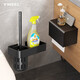 Yweel bathroom toilet paper box nail-free waterproof space aluminum brushed toilet tissue box bathroom tissue box black - multifunctional toilet brush + long tissue box
