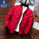 Woodpecker down jacket men's short thickened jacket men's winter new business simple top comfortable and cold-proof black XL (125Jin [Jin equals 0.5kg]-138Jin [Jin equals 0.5kg])